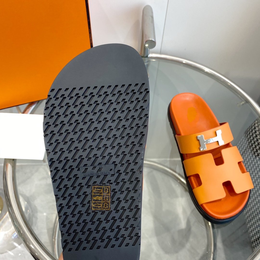 HERMES Chypre Sandal Orange Leather