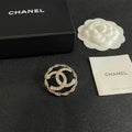 Chanel Double-C Crystal-Accented Braided-Edge Brooch